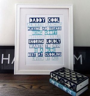 daddy cool bespoke personalised print by that lovely shop