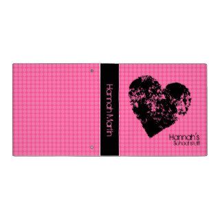 Pink and black school binder with grunge heart