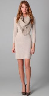 alice + olivia Fifi Sweater Dress with Fringed Scarf
