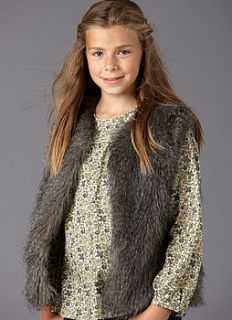 girls' liberty lined faux fur gilet by kemp & co