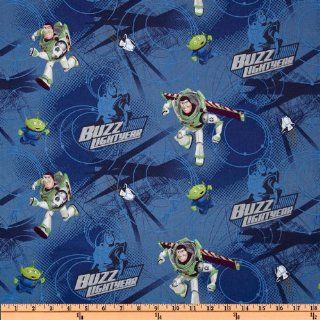 44'' Wide Toy Story Buzz in Action Blue Fabric By The Yard
