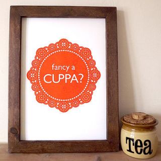 vintage teacup inspired screen print by hello dodo