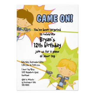 Laser Tag Boys Birthday Invitation