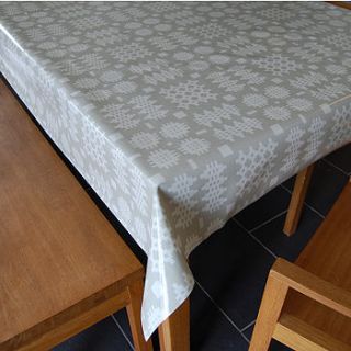 grey welsh blanket print oilcloth tablecloth by adra