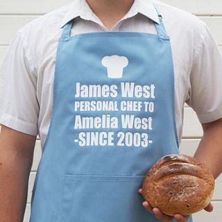 personalised 'personal chef' apron by sparks clothing