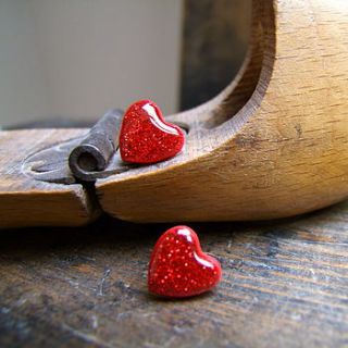 red glitter heart earrings by home & glory