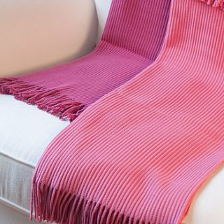 ribbed pink throw with fringing by jodie byrne