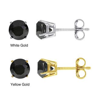 14k Gold 2ct TDW Black Diamond Stud Earrings Diamond Earrings