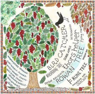 rowan tree greetings card by fiona willis artwork