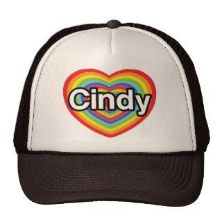 I love Cindy rainbow heart Trucker Hat