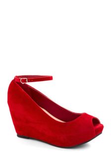 After Party Planner Wedge in Red  Mod Retro Vintage Heels