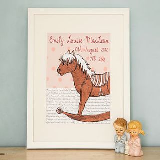 personalised birth date horsey horsey print by helena tyce designs