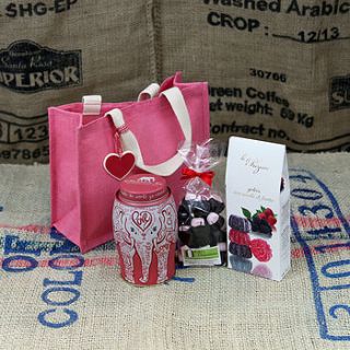 pink elephant's bag of love by jones and jones of berwick upon tweed