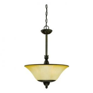 Westinghouse 69095 Apple Valley Three Light Pendant, Gilded Bronze Finish with Antique Amber Scavo Globe   Ceiling Pendant Fixtures  