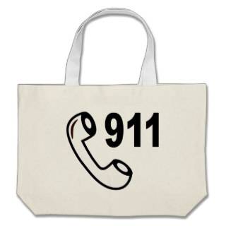 911 EMERGENCY PHONE NUMBER MEDICAL HELP SHOUTOUT CANVAS BAGS