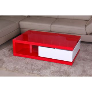 Fox Hill Trading Glossy Functional Coffee Table with Storage