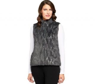 Joan Rivers Faux Fur Vest with Sequins —