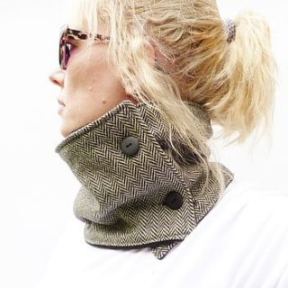 herringbone tweed neckwarmer scarf by moaning minnie