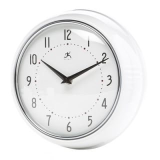 Infinity Instruments Retro Round Metal Wall Clock In White