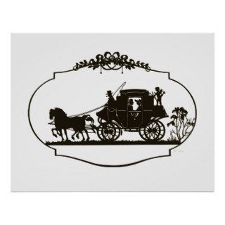 Lovers Carriage Silhouette 1880 Posters