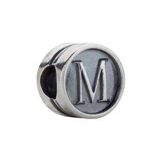 Sterling Silver M 10.60 mm Kera Alphabet Cylinder Bead CleverEve Jewelry