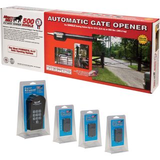 Mighty Mule Single Gate Standard Package with Keypad and Extra Remotes, Model# FM500-STP  Gate Openers
