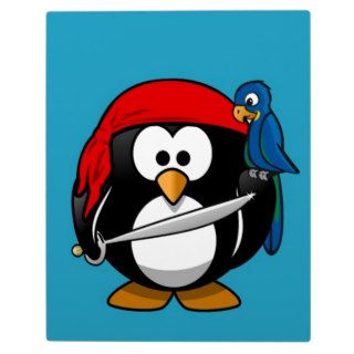 Cute little animated pirate penguin display plaques