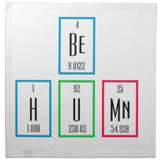 Be Human Periodic Table Science Design Cloth Napkins