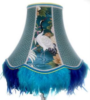 bespoke standard lampshade turquoise feather by beauvamp