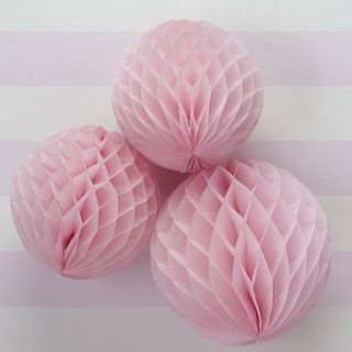 pink honeycomb balls hanging decorations by ginger ray