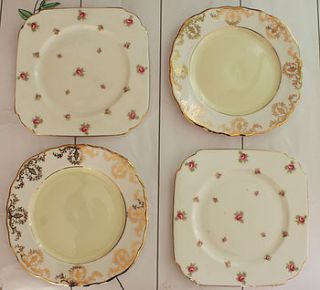 vintage tea plate set. yellow & rosebud by the vintage tea cup