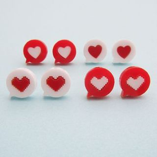 bubble heart stud earrings by hand over your fairy cakes