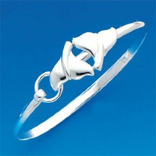 Sterling Silver Whale Tails Hook Bangle Bracelet Tennis Bracelets Jewelry