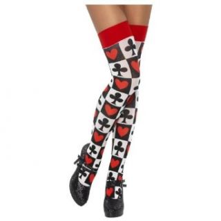 Smiffys Stockings With Poker Pattern, White, Thigh High Toys & Games