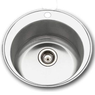Houzer SRF 1850 1 Hospitality 20 Inch Round Stainless Steel Prep Sink with Crescent Ledge   Single Bowl Sinks  