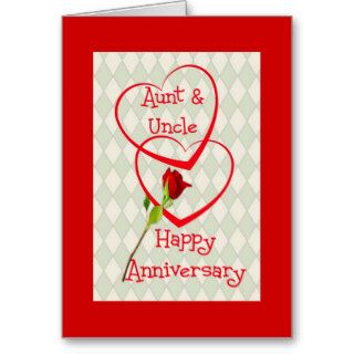 Anniversary, Aunt & Uncle, red rose bud Greeting Card