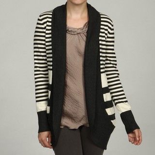 Evie Women's Striped Ribbed Shawl Cardigan Evie Cardigans & Twin Sets