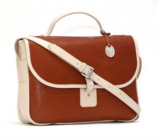 as featured in exclusive tan & cream satchel by latimer