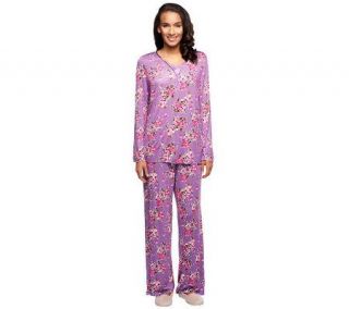 Carole Hochman Bed of Roses Rayon Jersey 2 Piece Pajama Set —