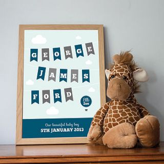 personalised new baby print by lovely cuppa