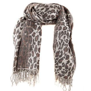 grey animal print wool scarf by charlotte's web