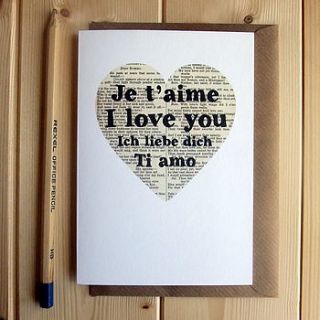 vintage book heart anniversary card by bookishly