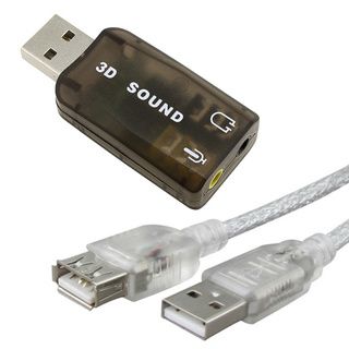 Eforcity USB Sound Card Adapter and 6 foot Extension Cable Eforcity Card Readers & Adapters