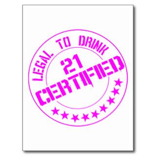 21 Birthday Item Certified Now 21 pink Post Card