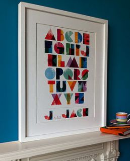 personalised typographic alphabet print by pepper print shop