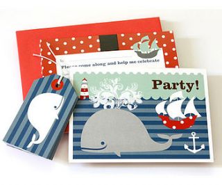 nautical whale boy party invitation set of 10 by jane loves