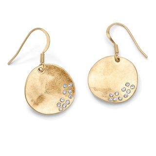 Isabella Collection Austrian Crystal Free Form Disk Drop Pierced Earrings in Goldtone Metal Palm Beach Jewelry Crystal, Glass & Bead Earrings