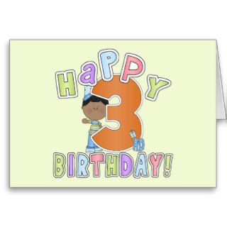 Boys Happy 3rd Birthday,African American Greeting Cards