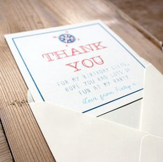 personalised party 'thank you' cards by precious little plum