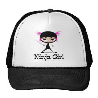 Kawaii cute Pink haired ninja girl with pigtails Mesh Hat